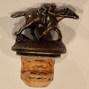 Blantons Bourbon Bottle Stopper Letter N Horse and Jockey Bronze Tone Cork